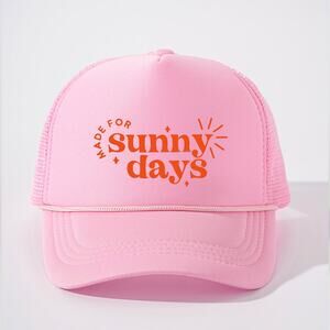 Made for Sunny Days Pink Retro Summer Snapback Mesh Trucker Hat NWOT